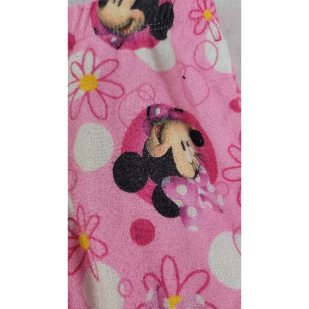 Vintage Minnie Mouse Pajama Pants Pink White Polka Dot Floral Kids 18M Sleepwear